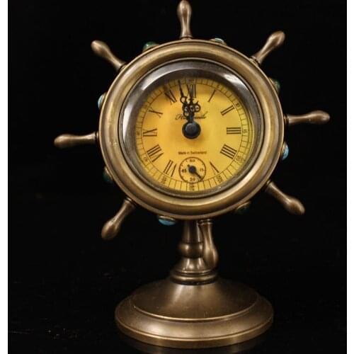 Classical Western Table Clock Pure Copper Hand-made Jeweled Mechanical Table Clock Home Decoration Ornaments
