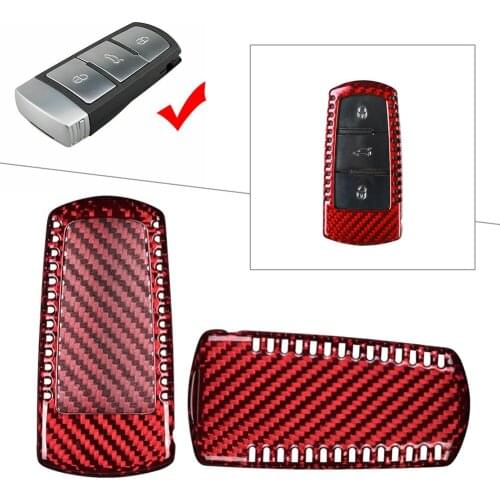 Red Car Carbon Fiber Remote Key Shell Cover Case For 2006-2012 VW CC Passat B6