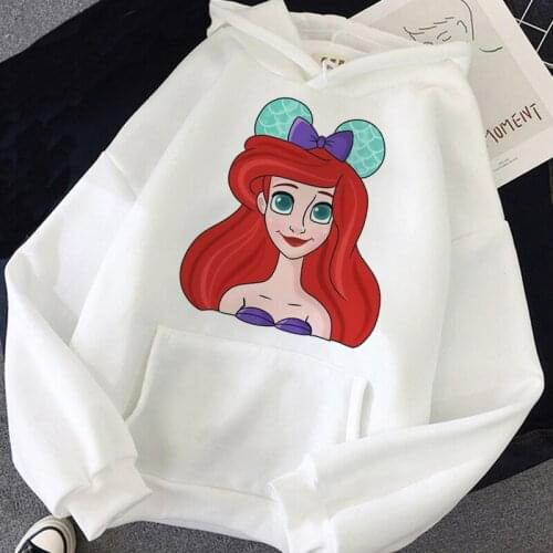 Kawaii Disney Cartoon Princess Hoodies Women Funny Mickey Ears Graphic Streetwear Harajuku Unisex Tops Sweatshirts Female