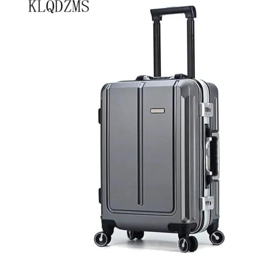 KLQDZMS 20/24 inch NEW Fashion aluminium fram rolling luggage business travel suitcase spinner trolley bag wheels