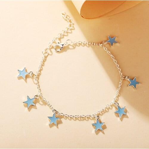 Fashion Star Butterfly Anklet Rhinestone Chain Foot Chain Jewelry for Women Summer Beach Butterfly Barefoot Anklet Wholesale