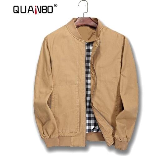 QUANBO Mens Cotton Military Jackets Casual Outdoor Coat Windbreaker Jacket 2021 New Short Army Bomber Cargo Trench