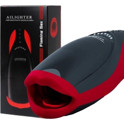 Male Aircraft Cup Deep Throat Blowjob Vibrator Heat Male Masturbator Sucking Machine Oral Sex Toy for Man