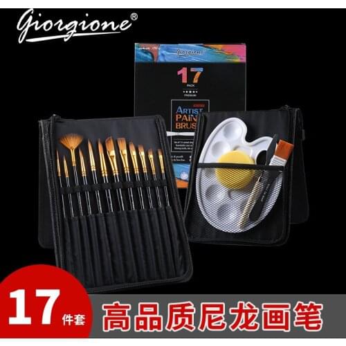Giorgione Nylon Artist Water Color Paint Brush Set, Oil Painting Tools Set,children Art Painting Brushes 17pc/set Acrylic Brush