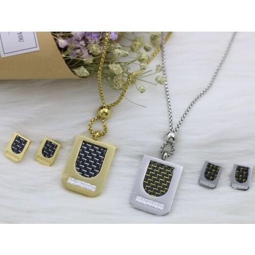 GUOGUO 2018 Newest High Quality Square Stainless Steel Jewelry Set Earring Necklace Wedding Birthday Party Gift Accessories