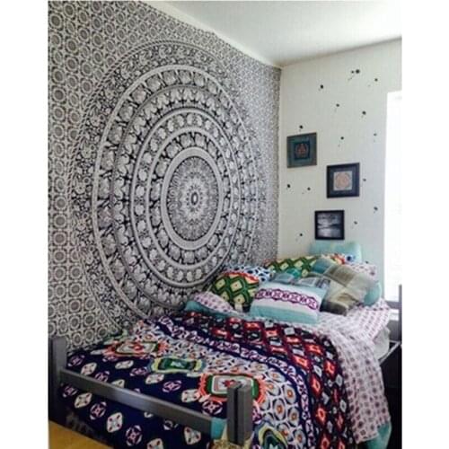 Wall Tapestry Elephant Printed Bohemian Rectangular Tapestry Wall Hanging Mandala Bedspread Shawl Ethnic Art Beach Mat