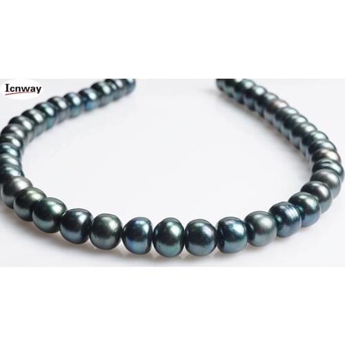 Natural Freshwater Pearl black 12-14mm semiround For Jewelry Making 15inches DIY necklace bracelet earring FreeShipping