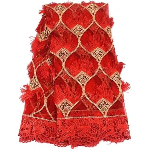 Nigerian Lace Fabrics African Lace Fabric beaded Nigerian French Fabric 2019 High Quality African Tulle Lace for dress df9-52