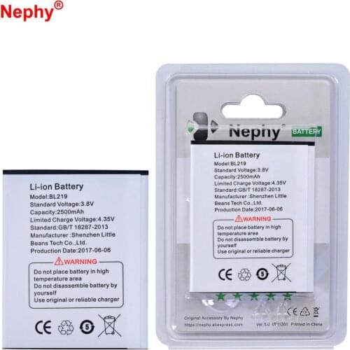 Nephy Original Battery 2500mAh BL219 For Lenovo A880 S856 A889 A890E S810T A916 A816 Top Quality Phone Batteries In stock