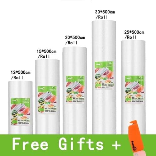 SaengQ Vacuum Bags For Food Vacuum Sealer Food Fresh Long Keeping Bags For Vacuum Packer 12+15+20+25+30cm*500cm Rolls/Lot