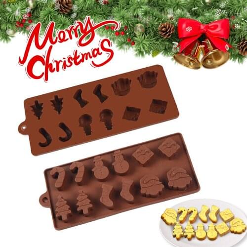 Food Grade Silicone Material,Christmas Tree,Santa Claus ,Little Bear Shape For Chocolate Handmade Mold, Cake Tools