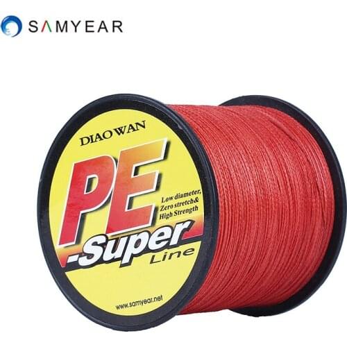 Free Shipping 300M 4 Weaves 100LB PE Braid Fishing Line DIAOWAN