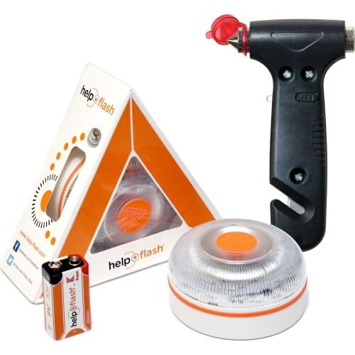 HELP FLASH V.2 2021-Autonomous emergency light + emergency hammer, safety, portable, for car: windbreaker