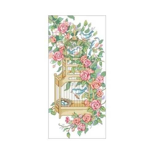 Dimensions 00197 Cage Bird Needlework,For Embroidery,DIY 14CT Unprinted Arts Cross stitch kits Set Cross-Stitching Home Decor