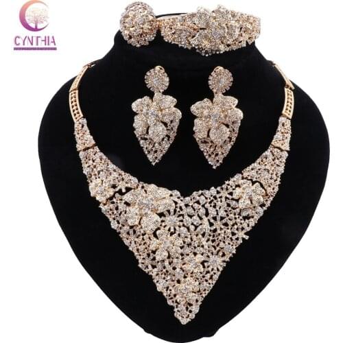 CYNTHIA Dubai Luxury Gold color Jewelry Sets African Indian Bridal Wedding Gifts Party for Women Necklace Bracelet Earrings Ring
