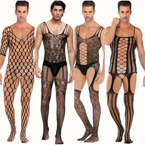 Sexy Lingerie porno Exotic bodysuit Men Sexy Lingerie Net Stockings Ultrathin Sling Netting Underwear hose