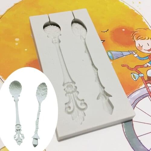 Silicone Mold 1 pcs spoon mould sugar craft fondant cake decorating mould baking tool