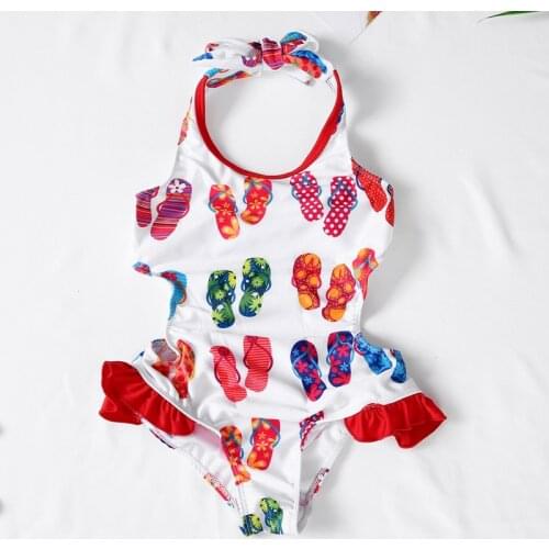 2019 One Piece Girls Swimsuit 2-8 Years Childrens Swimwear One Piece Dot Style Girls Swimwear Bathing Suit G52-CZ970