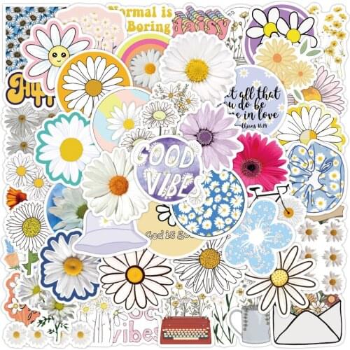 10/30/50pcs Daisy Flower Vsco Stickers Aesthetic Ins Style Skateboard Laptop Phone Scrapbook Guitar Car Sticker Decals Kids Toy