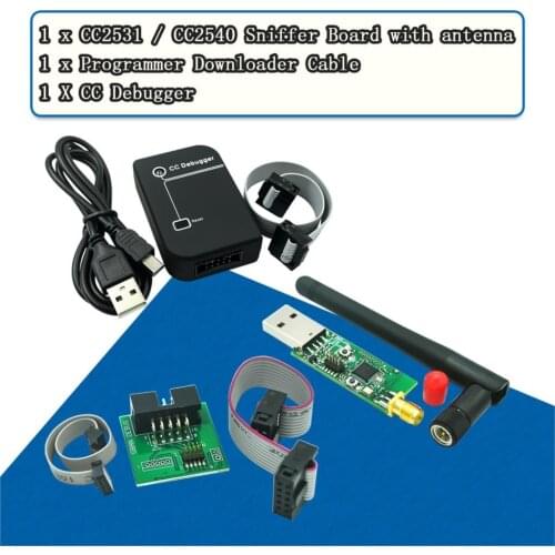 Zigbee Emulator CC-Debugger USB Programmer CC2540 CC2531 Sniffer with antenna Bluetooth Module Connector Downloader Cable