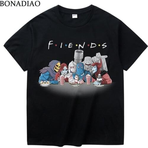 Vintage Cartoon Universe Skeletor Shredder Megatron T Shirt Casual Camiseta Round Neck Funny Friends Homme Tee Shirt
