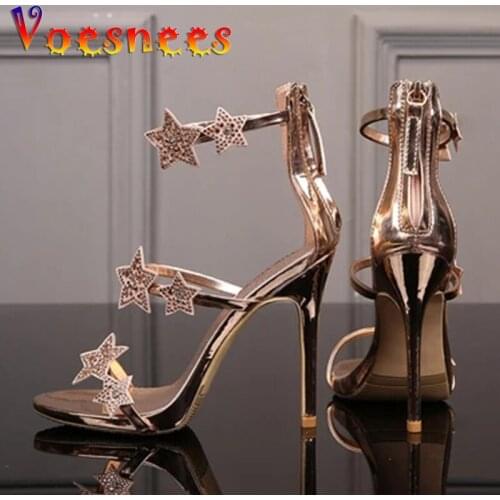 Bling Sexy Women Glossy Sandals 2020 HOT High Heels 11CM Crystal Lady Party Dress Shoes OL Summer Luxury Wedding Shoes Silver