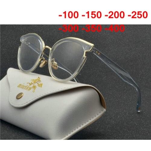 Fashion Finished Myopia Glasses Women Oval Cat Frame Clear Lens Sighted Prescription Glasses -1 -1.5 -2 -2.5 -3 -3.5 -4 NX