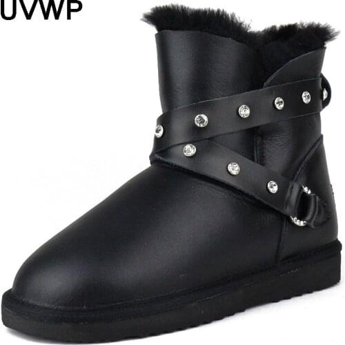 2021 Top Fashion 100% Natural Fur Women Snow Boots Winter Boots Genuine Sheepskin Leather Women Boots Real Wool Warm Boots Shoes