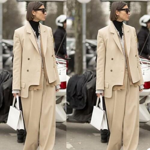 Elegant Casual Women Suits Custom MadeDouble Breasted Loose Blazer Fashion Streetwear Office Lady Daily Coat 2 Pieces