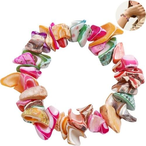 1pc Bohemian Style Women Bracelet Fashion Elastic Broken Shells Decor Charm Bracelet Beaded Bracelet Jewelry Accessories