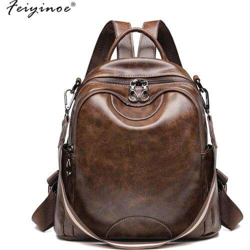 Women 100% PU Leather Backpack High Quality Youth Backpacks for Teenage Girls Female School Shoulder Bag Bagpack