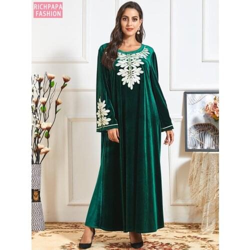 Vestidos Largos Plus Size Velvet Dubai Abaya Turkey Hijab Muslim Dress Islam Clothing Dresses For Women Robe De Moda Musulmana