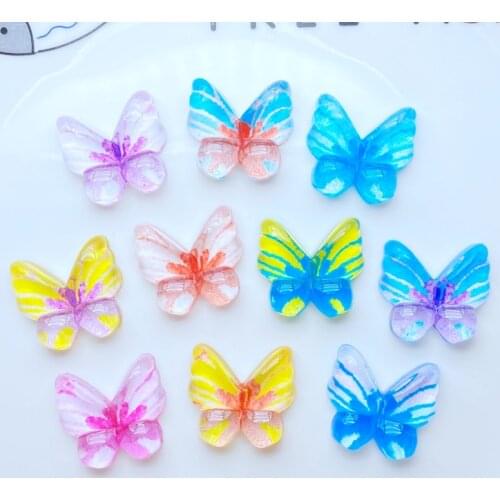10/20Pcs New Acrylic Cute Mini Butterfly Flat Back Scrapbooking Hair Bow Center Embellishments DIY Accessories L26