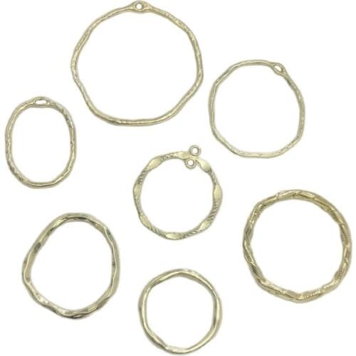 10pcs Metal Round Rings Pendants Charms Gold DIY Earrings Making Jewelry Findings Irregular Jewelry Accessories for Women Girls