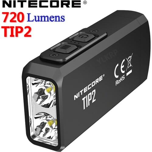 100% original NITECORE TIP2 720 lumens USB rechargeable keychain dual core magnetic flashlight with built-in battery