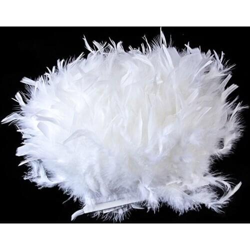 2Meter Fluffy Turkey Feathers Trim Marabou Fringe Ribbon 5-6inch White Decor Plumes for Wedding Party Dress Decoration juju hat