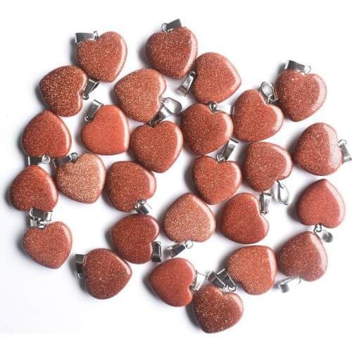 2020 fashion natural gold sand stone love heart charms pendants for jewelry making 20mm 50pcs/lot Wholesale free shipping