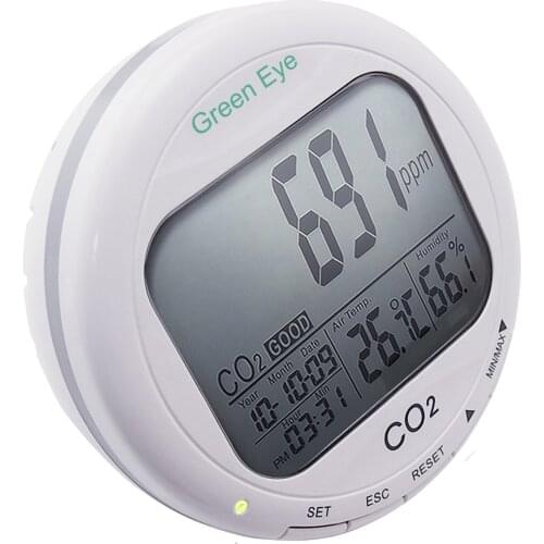3-in1 CO2 Carbon Dioxide Desktop Datalogger Monitor Indoor Air Quality Temperature Relative Humidity RH 0~9999ppm Clock