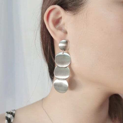 ARLIE 2021 Fashion Round Dangle Earrings for Women Gold Sliver Color Metal Female Drop Statement Earrings Trendy Jewelry Gifts