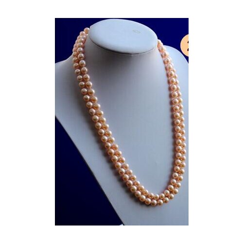 Free shipping >>>>noble jewelry 8-9 mm Freshwater round gold pink pearl necklace 34 inch 14k