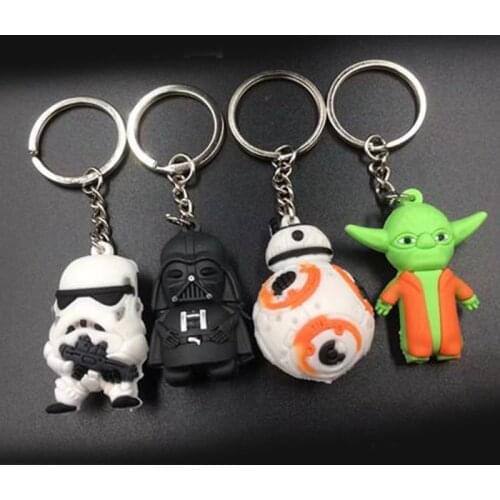 Star Wars keychain BB-8 Storm Trooper Robot Black samurai Master Yoda Keyring Car Bag Key Chain Jewelry for Men Women