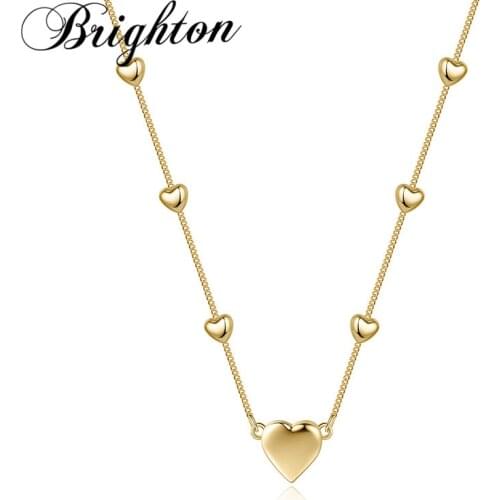 Brighton Sweet Jewelry Small Heart Chain Choker Pendant Necklace For Girl Women Dainty Party Gold Color Metal New Fashion Bijoux