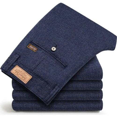 MRMT 2021 Brand New Mens Trousers Self-cultivation Elastic Casual Trousers Pants for Male Cotton and Hemp Straight Trousers