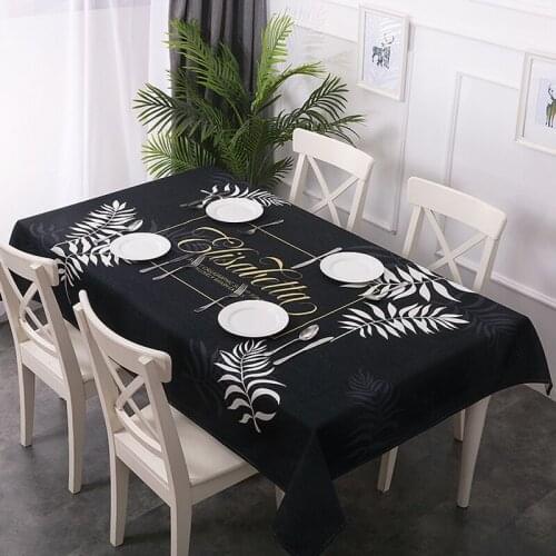 Cotton/Linen Black Waterproof Table Cloth Decoration Family Kitchen Wedding Party Tablecloth Banquet Tablecloth Dust-Proof