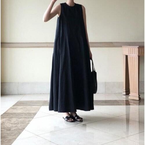 SuperAeb Korean Maxi Long Dress 2021 Fashion Summer Party Dresses for Women Sleeveless Dresses