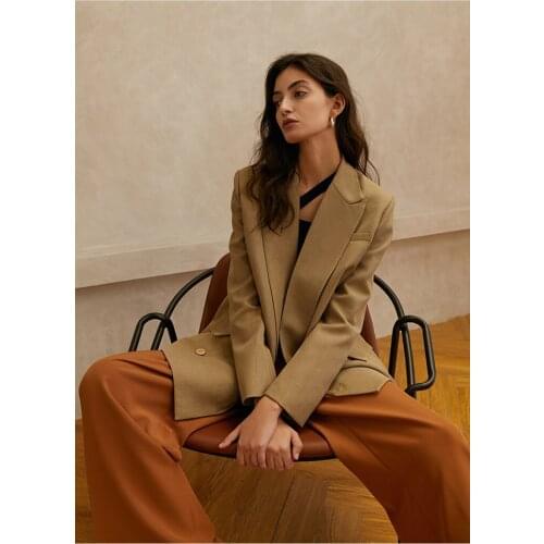 Elegant Fashion Women Suit Classic Peaked Lapel One Button Pocket Blazer Office Lady Concise Casual Daily Loose Jacket 1 Piece