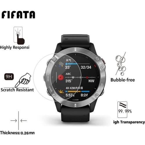 FIFATA 2pcs HD Tempered Glass Film Screen Protector For Garmin Fenix6 6S 6X 5 5S 3 HR/Vivoactive3/Forerunner245 645 945 45 Watch