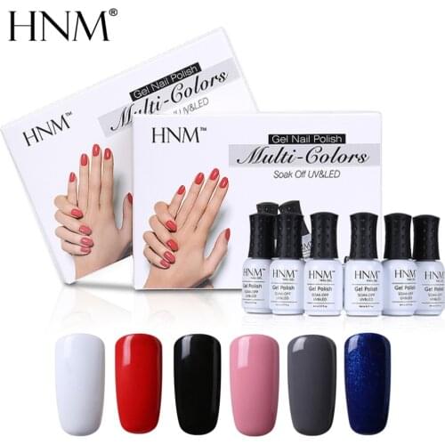 HNM 6Pcs/kit UV Gel Nail Polish Stamping Set 8ML Nail Polish Gift Box Varnish Semi Permanent DIY Enamel Painting Gellak