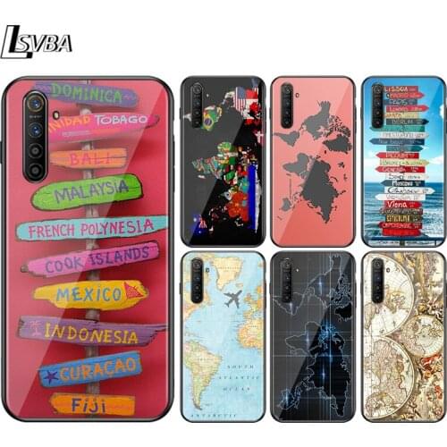 World Travel Map For OPPO A94 A11 X A9 A12 E A93 A92 A73 A72 A53 S A52 A32 A31 AX7 A7 A5 Pro 2020 Black Phone Case
