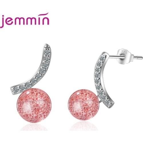 Korean Breif Crystal Stud Earings Gift For Girl 925 Sterling Silver Korean Ear Bijoux Brand Earrings Joyas Boucle Foreille Femme